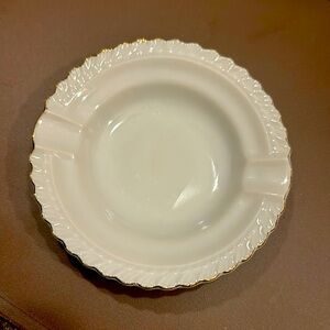 Vintage  Trinket‎ Butter Dish China White w/ Gold ,